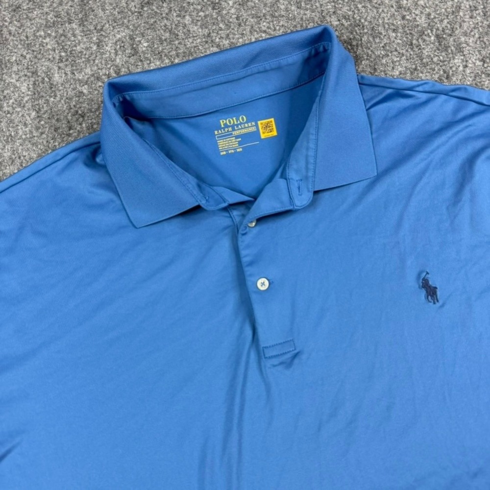 Polo Ralph Lauren Performance Polo Mens 3XB Blue Short Sleeve Stretch Pony Logo